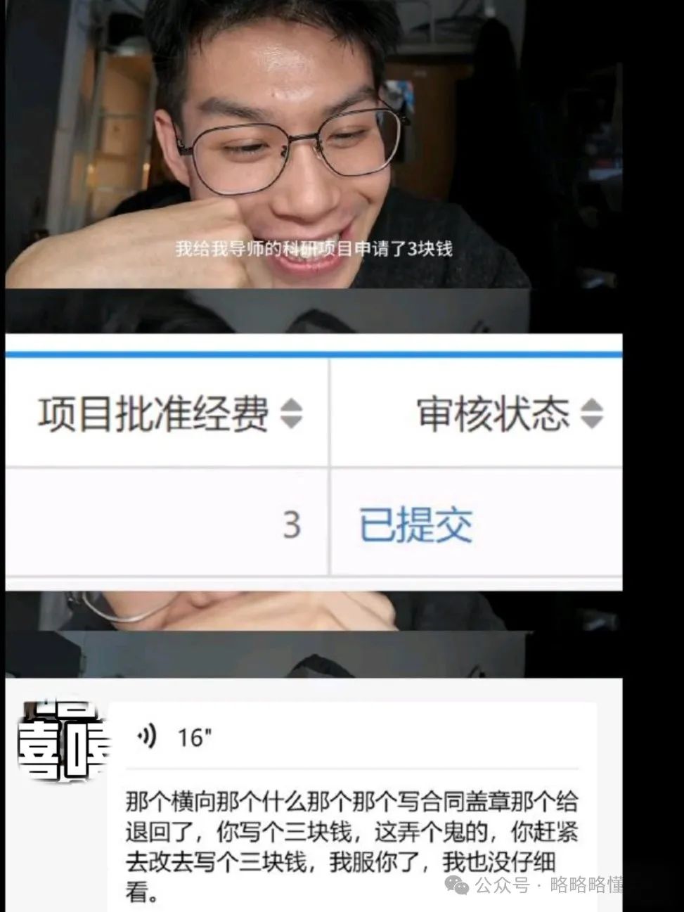 男生给导师项目申请经费3块，被学校退回，网友：我出6块加我名！